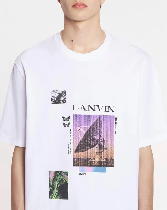 Men Lanvin Tshirts and Polos Unisex Printed Tshirt Optic White Men Lanvin Tshirts and Polos Unisex Printed Tshirt Optic White