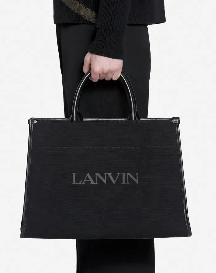 Men Lanvin Tote Bags Inandout Medium Canvas Tote Bag Black Men Lanvin Tote Bags Inandout Medium Canvas Tote Bag Black