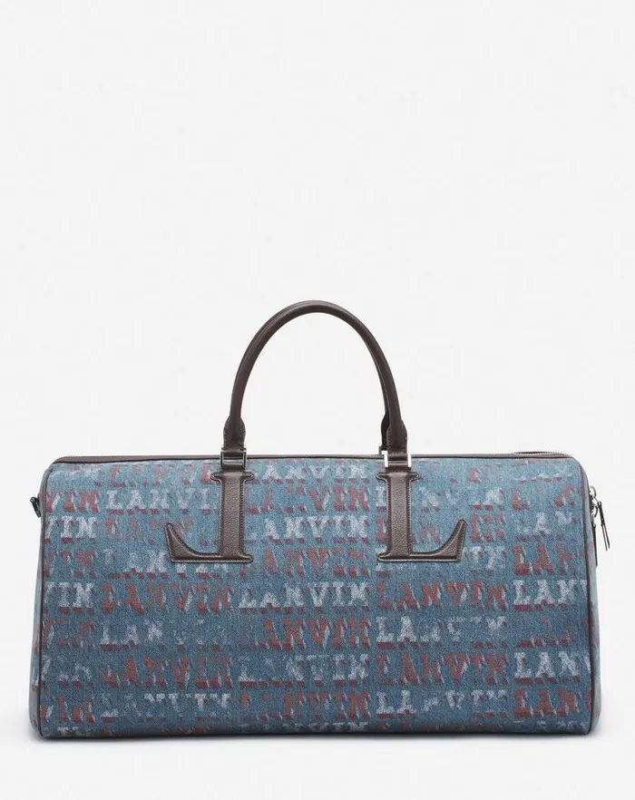 Men Lanvin Tote Bags Lanvin X Future Denim Travel Bag With Lanvin Logo Print Light Blue Men Lanvin Tote Bags Lanvin X Future Denim Travel Bag With Lanvin Logo Print Light Blue