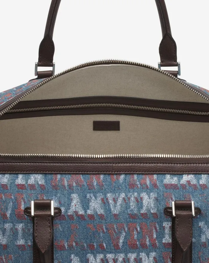 Men Lanvin Tote Bags Lanvin X Future Denim Travel Bag With Lanvin Logo Print Light Blue