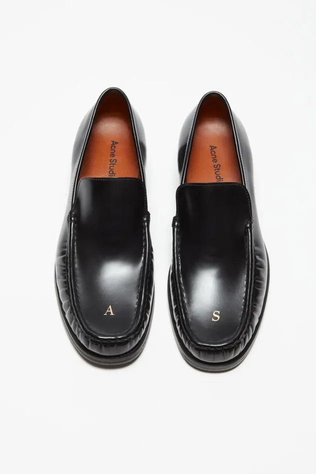 Men Leather Loafers Black Acne Studios Shoes