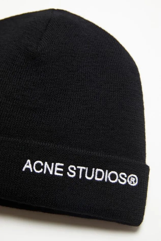 Men Logo Beanie Black Acne Studios Hats