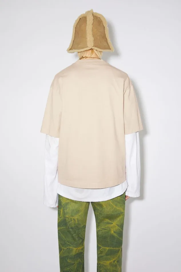 Men Logo Tshirt Champagne Beige Acne Studios Tshirts