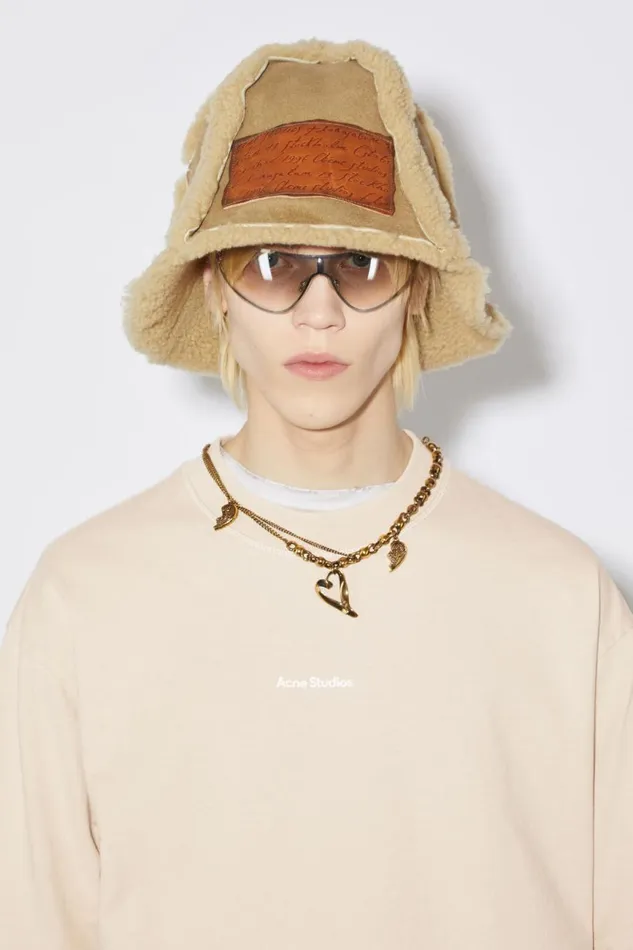 Men Logo Tshirt Champagne Beige Acne Studios Tshirts