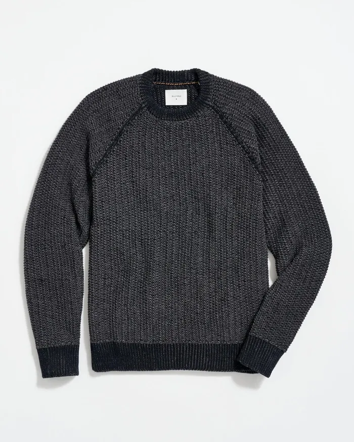 Men Marled Crewneck Sweater Black Billy Reid Sweaters and Sweatshirts
