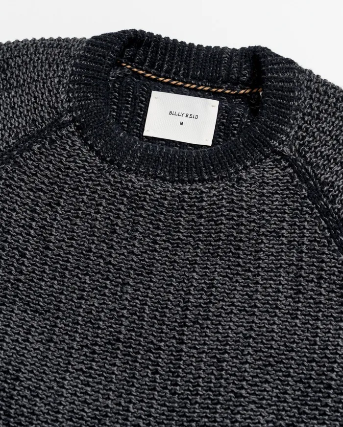 Men Marled Crewneck Sweater Black Billy Reid Sweaters and Sweatshirts