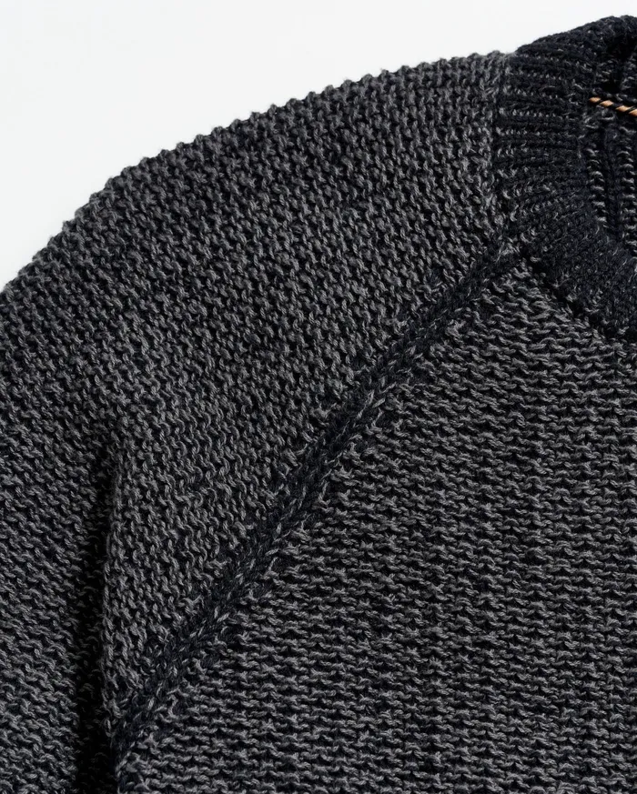 Men Marled Crewneck Sweater Black Billy Reid Sweaters and Sweatshirts
