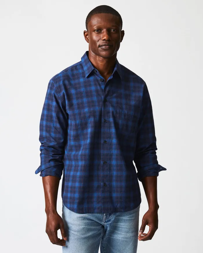 Men Melange Shadow Plaid Tuscumbia Shirt Bluered Billy Reid Shirting