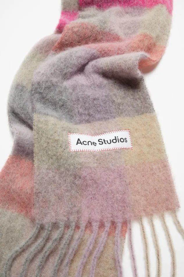 Men Mohair Checked Scarf Fuchsialilacpink Acne Studios Scarves