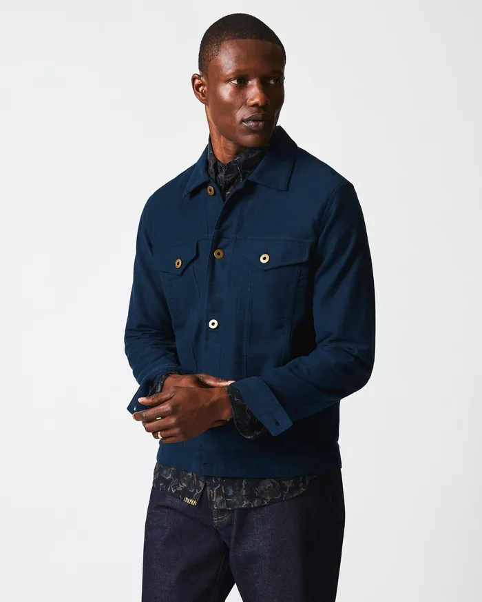 Men Moleskin Tupelo Trucker Jacket Carbon Blue Billy Reid Jackets and Outerwear