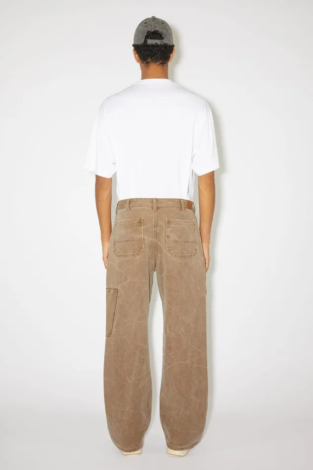 Men Patch Canvas Trousers Toffee Brown Acne Studios Trousers