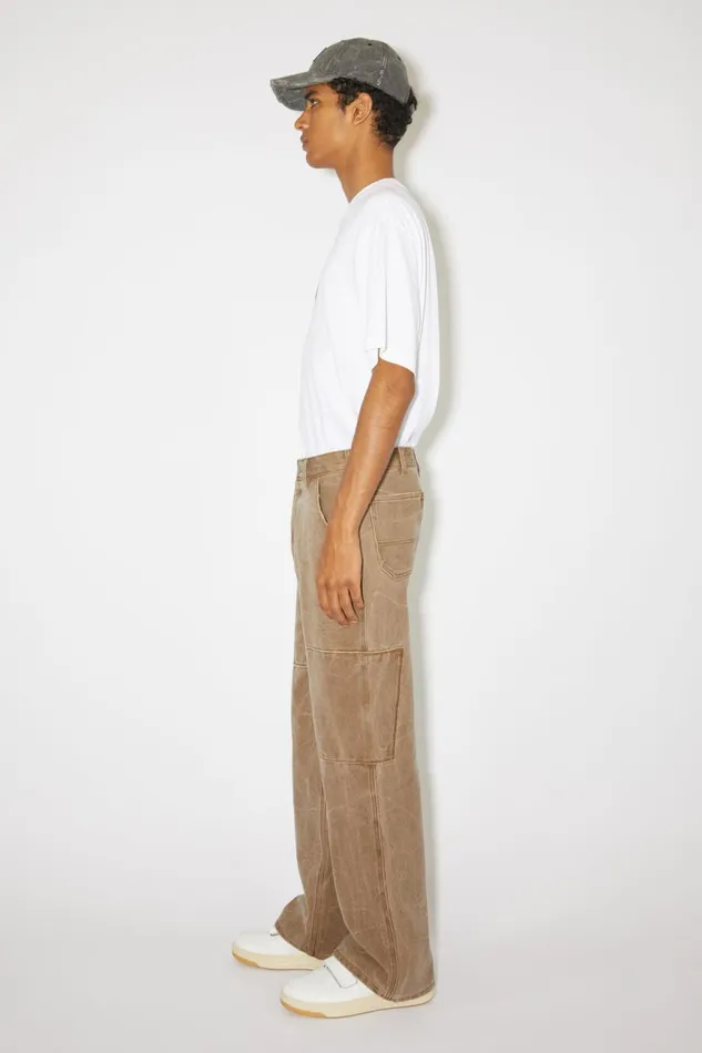 Men Patch Canvas Trousers Toffee Brown Acne Studios Trousers