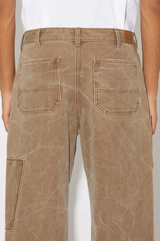 Men Patch Canvas Trousers Toffee Brown Acne Studios Trousers