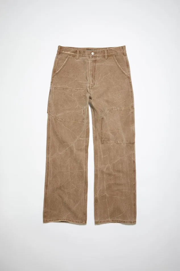Men Patch Canvas Trousers Toffee Brown Acne Studios Trousers
