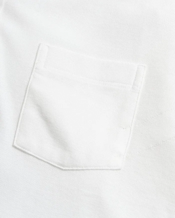 Men Pique Pensacola Polo White Billy Reid Polos Tees and Henleys