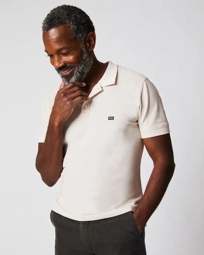 Men Pique Polo Natural Billy Reid Polos Tees and Henleys