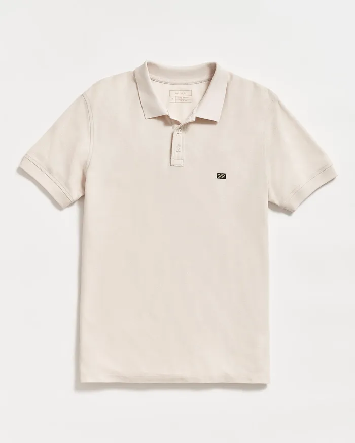 Men Pique Polo Natural Billy Reid Polos Tees and Henleys