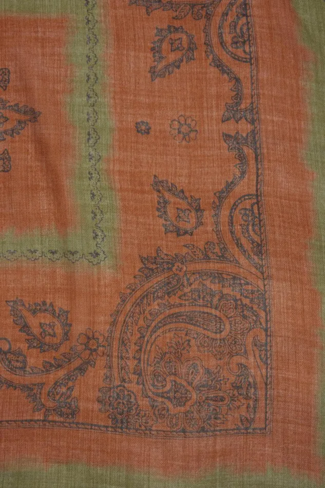 Men Print Light Wool Scarf Khaki Greenrust Orange Acne Studios Scarves