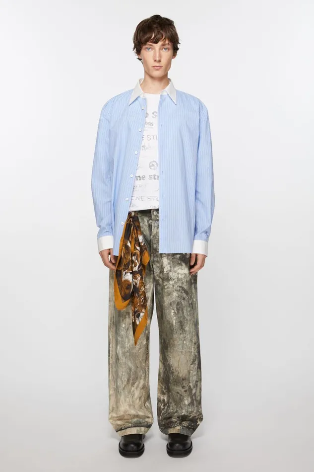 Men Print Silk Scarf Brown Acne Studios Scarves