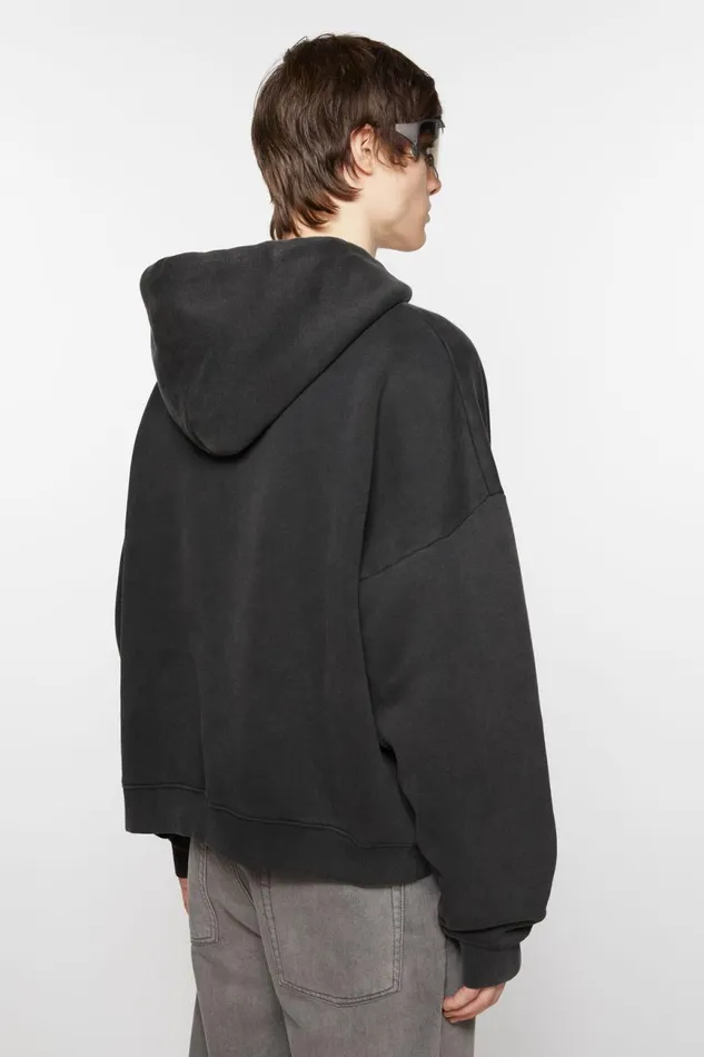 Men Printed Hooded Sweater Faded Black Acne Studios Sweatshirts