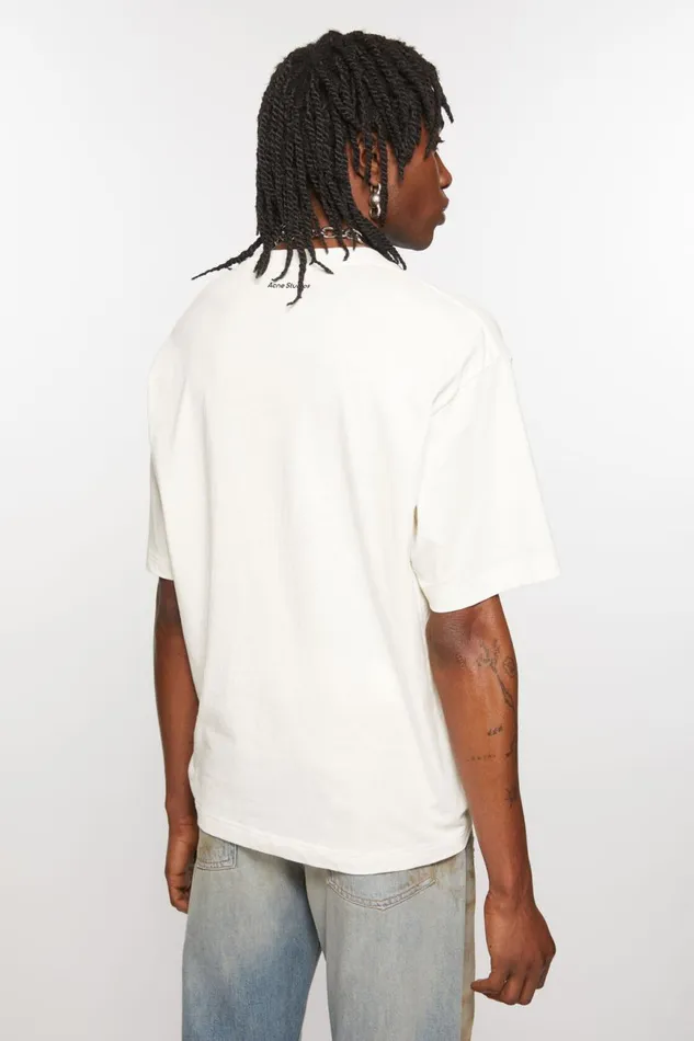 Men Printed Tshirt Optic White Acne Studios Tshirts