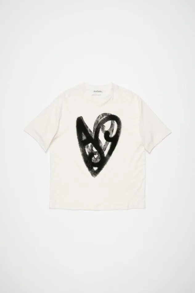 Men Printed Tshirt Optic White Acne Studios Tshirts