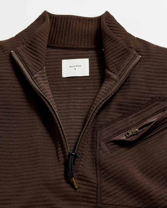 Men Quilted Half Zip Chocolate Billy Reid Sweaters and Sweatshirts