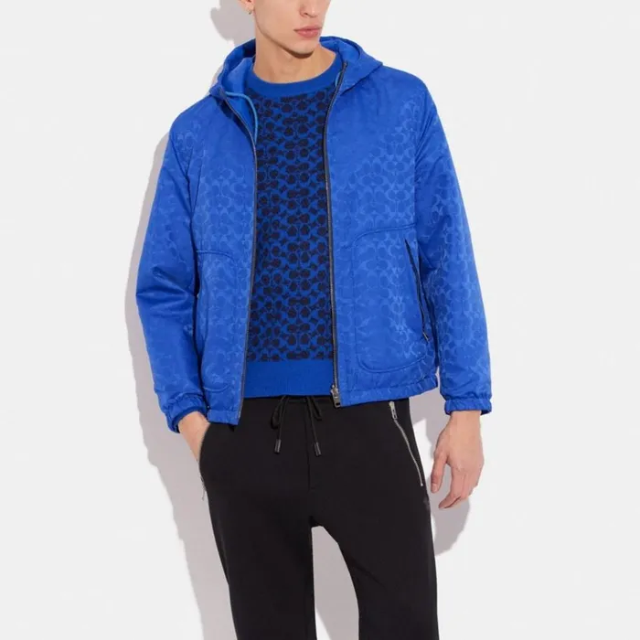 Men Reversible Leather Jacket Bright Bluebright Blue Sig Coach Jackets and Outerwear Men Reversible Leather Jacket Bright Bluebright Blue Sig Coach Jackets and Outerwear