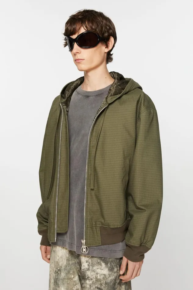 Men Ripstop Padded Jacket Olive Green Acne Studios Outerwear