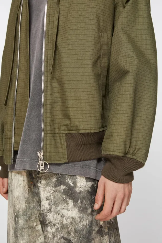 Men Ripstop Padded Jacket Olive Green Acne Studios Outerwear