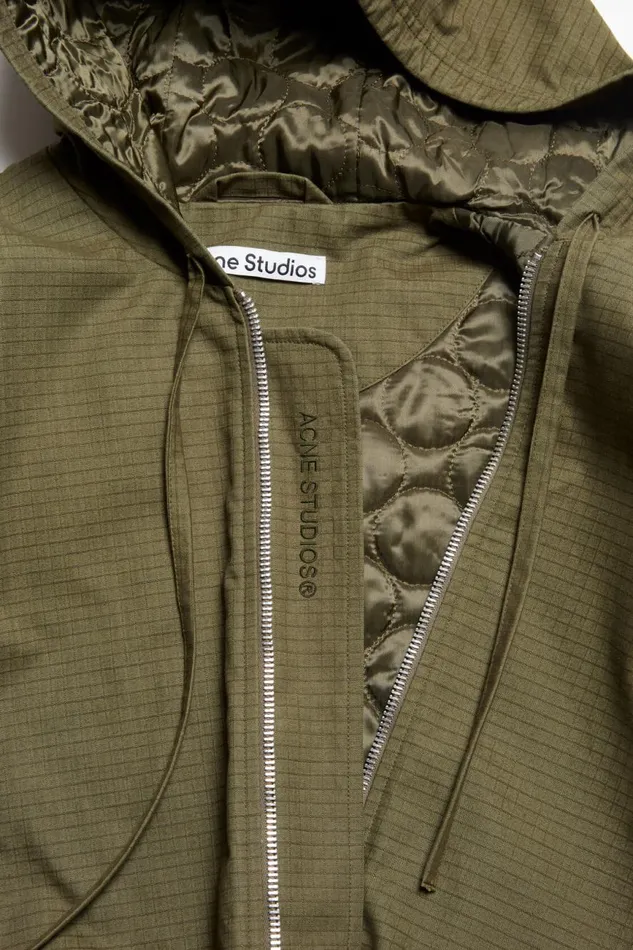 Men Ripstop Padded Jacket Olive Green Acne Studios Outerwear