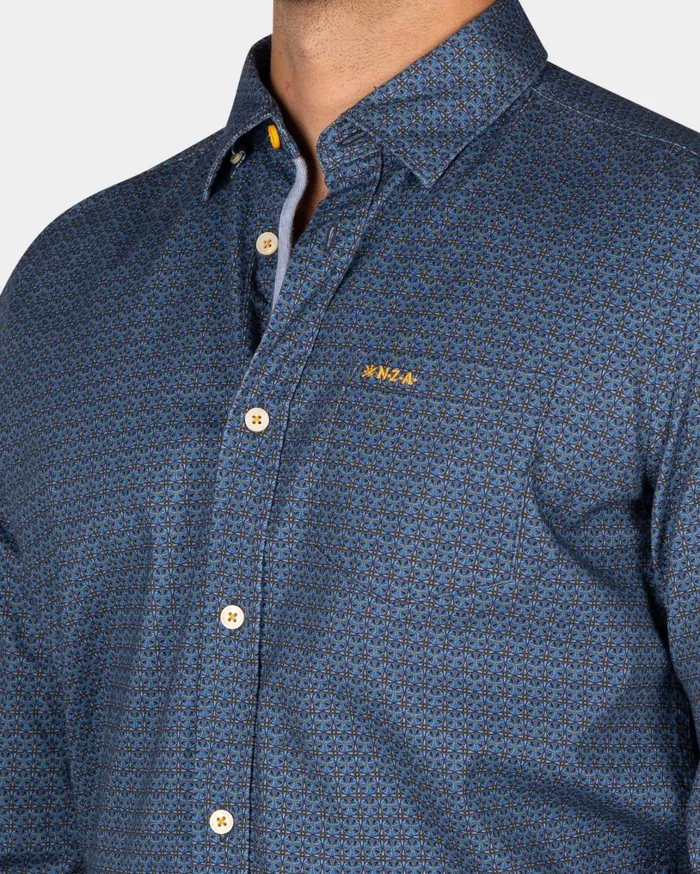 Men Shirts NZA New Zealand Auckland Blue Shirt With Dark Blue Pattern 8211 Tin Blue Men Shirts NZA New Zealand Auckland Blue Shirt With Dark Blue Pattern 8211 Tin Blue