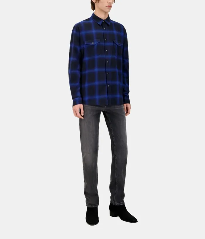 Men Shirts THE KOOPLES Blue And Black Checked Shirt Men Shirts THE KOOPLES Blue And Black Checked Shirt