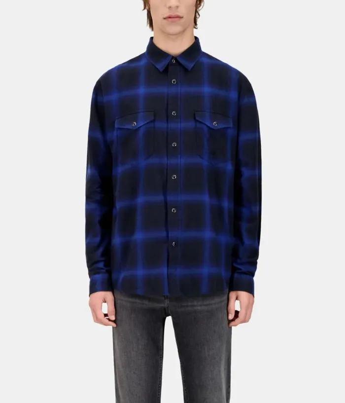 Men Shirts THE KOOPLES Blue And Black Checked Shirt Men Shirts THE KOOPLES Blue And Black Checked Shirt