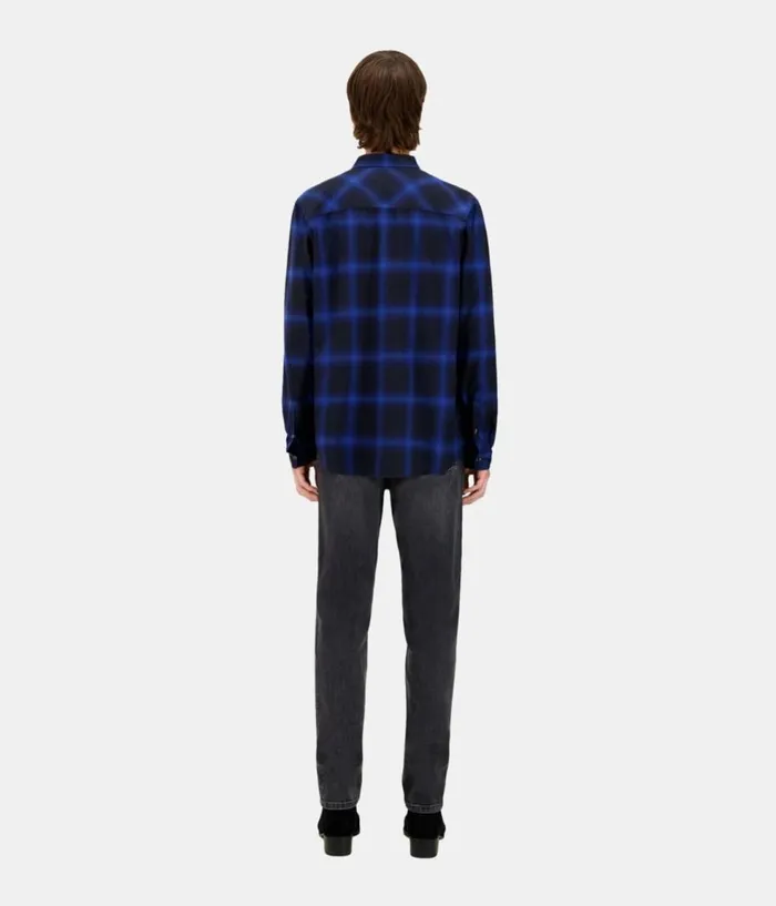 Men Shirts THE KOOPLES Blue And Black Checked Shirt Men Shirts THE KOOPLES Blue And Black Checked Shirt