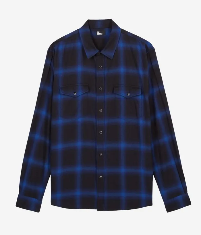Men Shirts THE KOOPLES Blue And Black Checked Shirt Men Shirts THE KOOPLES Blue And Black Checked Shirt