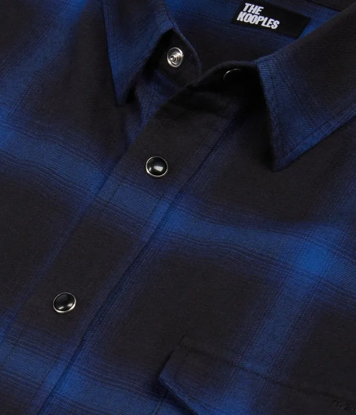 Men Shirts THE KOOPLES Blue And Black Checked Shirt Men Shirts THE KOOPLES Blue And Black Checked Shirt