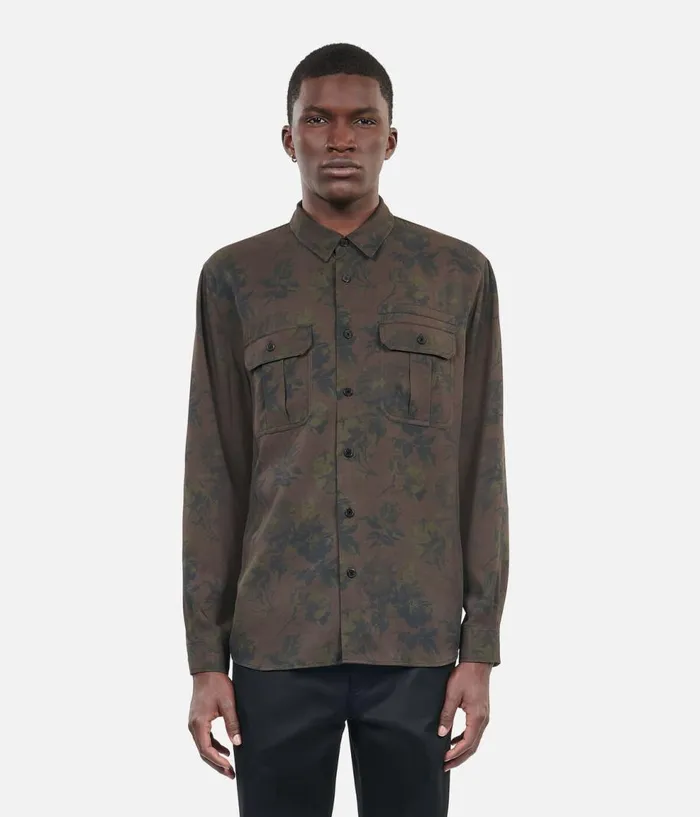 Men Shirts THE KOOPLES Brown Floral Print Shirt Men Shirts THE KOOPLES Brown Floral Print Shirt
