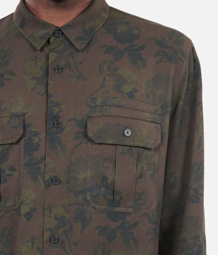 Men Shirts THE KOOPLES Brown Floral Print Shirt Men Shirts THE KOOPLES Brown Floral Print Shirt