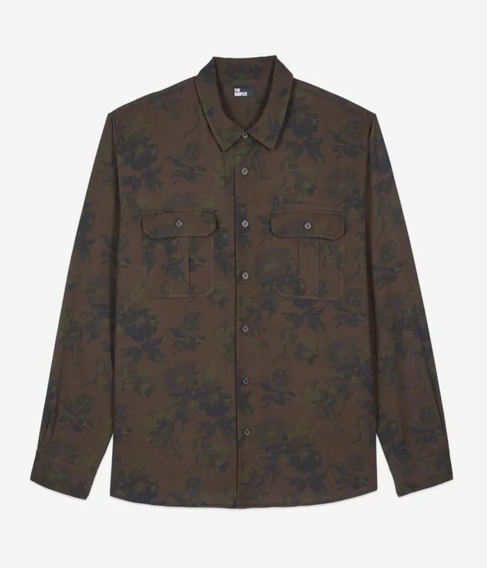 Men Shirts THE KOOPLES Brown Floral Print Shirt Men Shirts THE KOOPLES Brown Floral Print Shirt