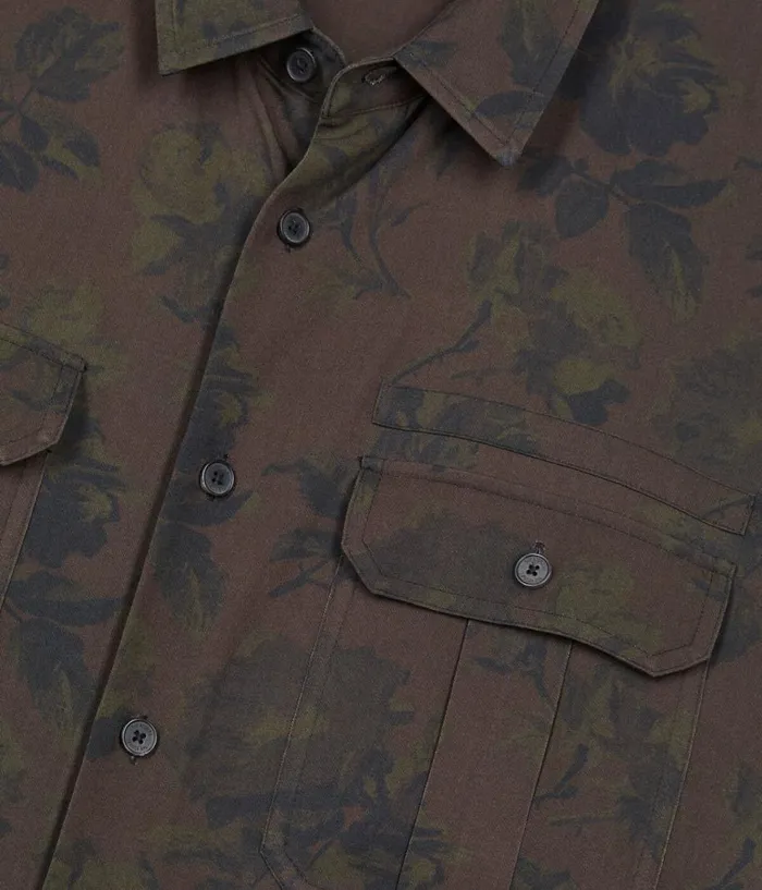 Men Shirts THE KOOPLES Brown Floral Print Shirt Men Shirts THE KOOPLES Brown Floral Print Shirt