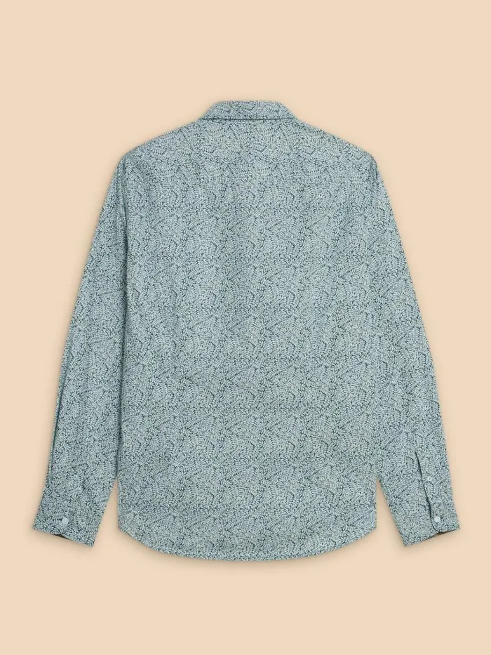 Men SHIRTS White Stuff Basil Leaf Printed Shirt Teal Print Men SHIRTS White Stuff Basil Leaf Printed Shirt Teal Print