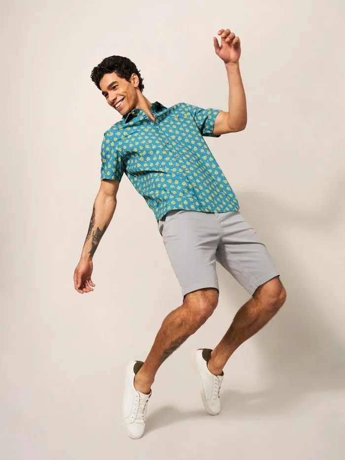 Men SHIRTS White Stuff Block Flower Printed SS Shirt Mint Green Men SHIRTS White Stuff Block Flower Printed SS Shirt Mint Green
