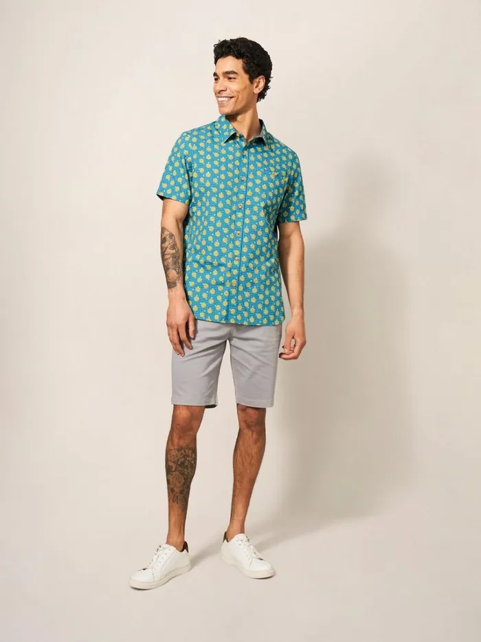 Men SHIRTS White Stuff Block Flower Printed SS Shirt Mint Green Men SHIRTS White Stuff Block Flower Printed SS Shirt Mint Green