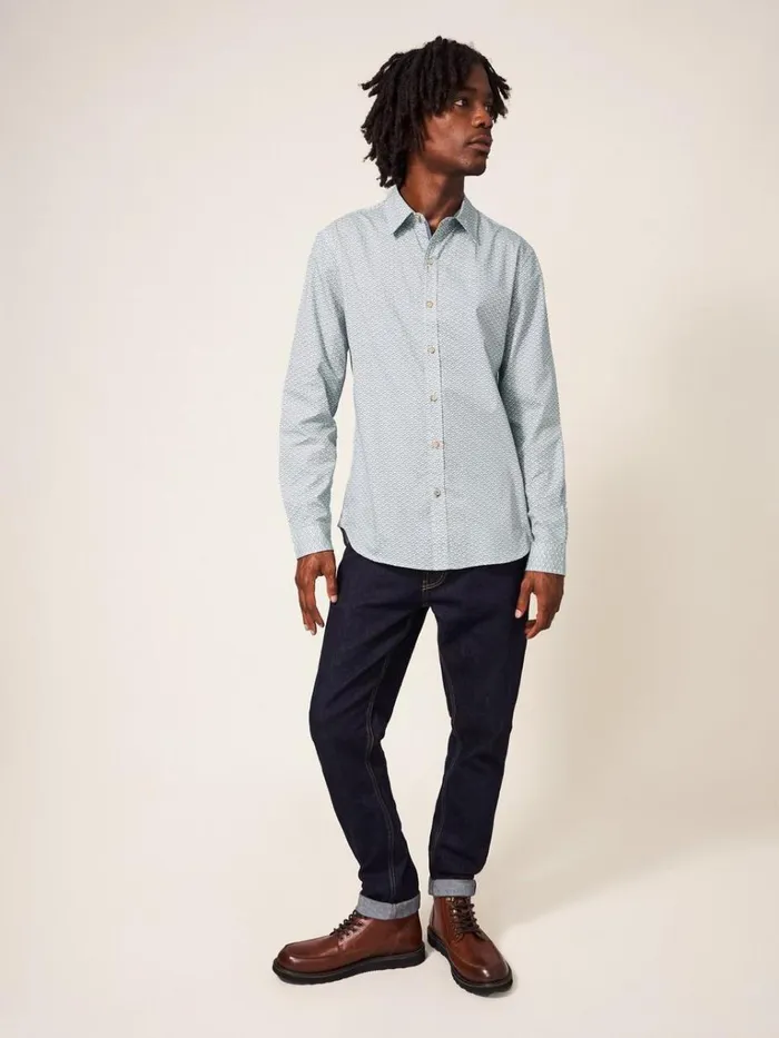 Men SHIRTS White Stuff Fan Geometric Printed Shirt Light Natural Men SHIRTS White Stuff Fan Geometric Printed Shirt Light Natural