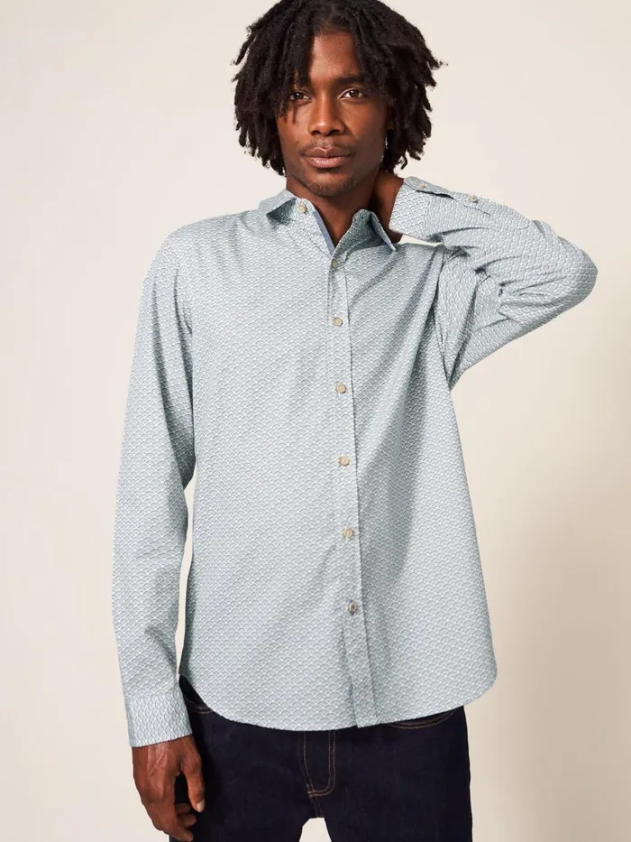 Men SHIRTS White Stuff Fan Geometric Printed Shirt Light Natural Men SHIRTS White Stuff Fan Geometric Printed Shirt Light Natural