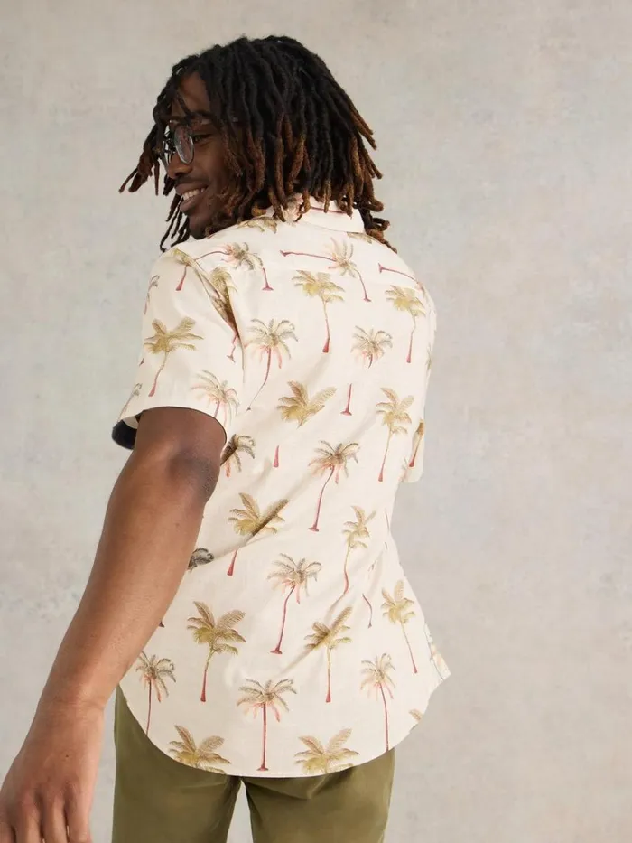 Men SHIRTS White Stuff Palm Tree Printed Shirt Natural Print