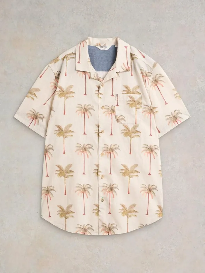 Men SHIRTS White Stuff Palm Tree Printed Shirt Natural Print