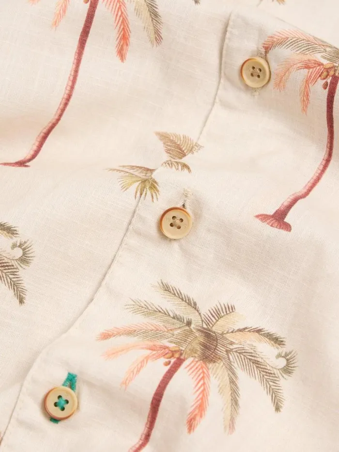 Men SHIRTS White Stuff Palm Tree Printed Shirt Natural Print