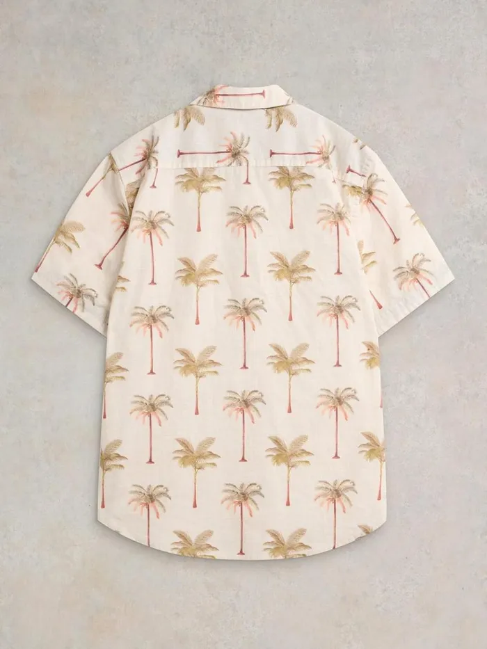 Men SHIRTS White Stuff Palm Tree Printed Shirt Natural Print